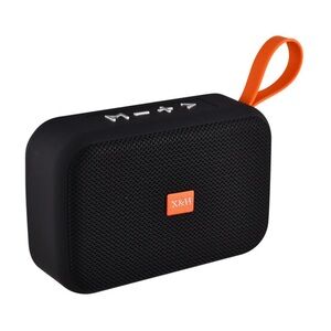 Black Portable Bluetooth Wireless Speaker with Orange Strap